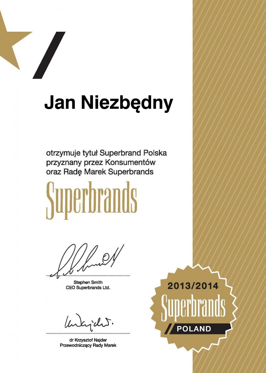 Superbrand 2013 dla Jana Niezbędnego