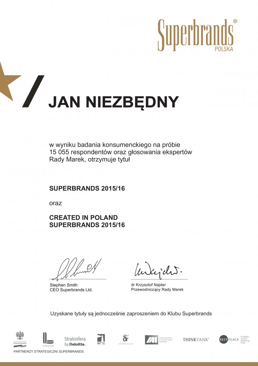 Tytuł Superbrands 2015/16 oraz Created in Poland Superbrands 2015/16